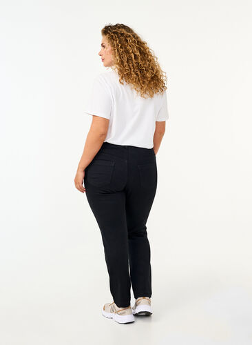 Zizzi Slim fit Emily jeans met normale taille, Black, Model image number 1