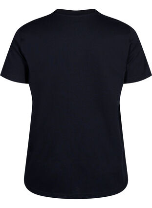 Zizzi Basic katoenen T-shirt met ronde hals, Black, Packshot image number 1