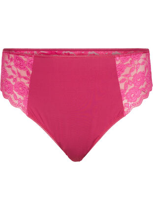 Zizzi Braziliaans microfiber slipje met kant, Rumba Red, Packshot image number 0