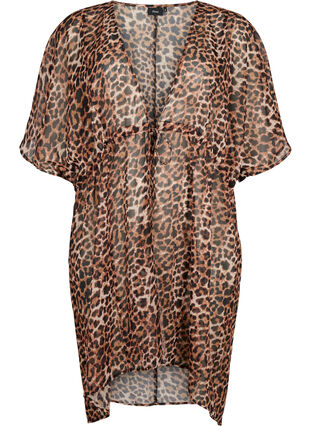 Zizzi Strand kimono met print., Leopard, Packshot image number 0