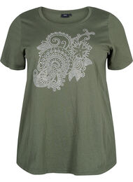 Katoenen T-shirt met strasmotief, Thyme w. Rhinestones