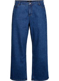 Jeans met wijde pijpen en hoge taille, Blue Denim