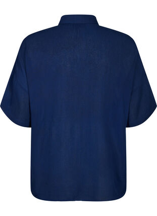 Zizzi Viscose Overhemd met korte mouwen en kraag, Medieval Blue, Packshot image number 1