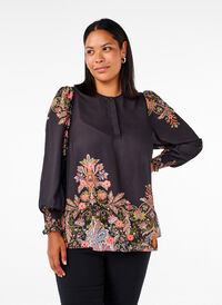 Blouse met paisley print, Black Paisley, Model