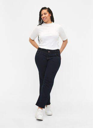 Zizzi Regular fit Gemma jeans met hoge taille, Blue denim, Model image number 0