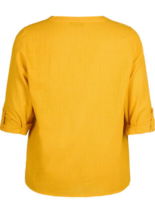 Zizzi Katoenen overhemdblouse met V-hals, Golden Yellow, Packshot image number 1