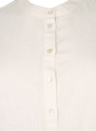 Zizzi Viscose-Linen Mix Shirt Blouse met 3/4 Mouwen, Moonbeam, Packshot image number 2
