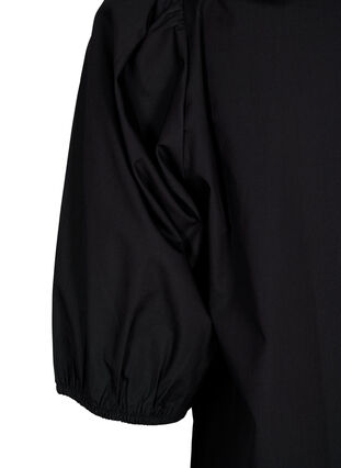 Zizzi Blouse met korte mouwen en kant detail, Black, Packshot image number 3