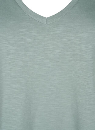 Zizzi Basic t-shirt met korte mouwen en V-hals, Chinois Green, Packshot image number 2