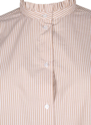 Zizzi Overhemd blouse met strepen en ruches, Silver Mink Stripe, Packshot image number 2