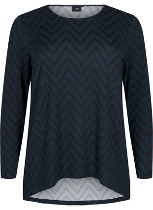 Zizzi Gedessineerde blouse met lange mouwen, Scarab ZigZag, Packshot image number 0