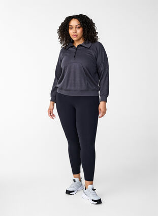 Zizzi Sportief sweatshirt met hoge hals en ritssluiting, Asphalt, Model image number 2