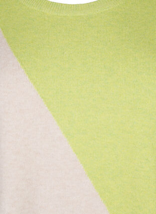 Zizzi Gebreide blouse met ronde hals en colorblock, Tender Shoots Comb, Packshot image number 2