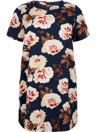 Jurk met print en korte mouwen, Navy B. Rose AOP