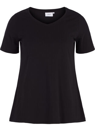 Zizzi Effen basic T-shirt van katoen, Black, Packshot image number 0