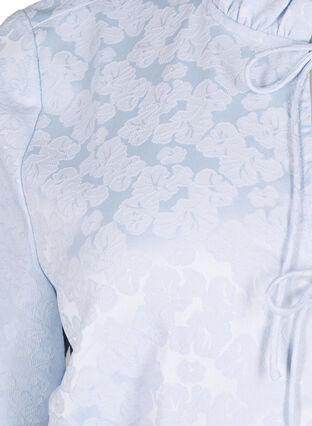 Zizzi Jacquard blouse met korte mouwen en strikjes, Ancient Water, Packshot image number 2