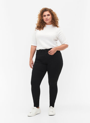 Zizzi Super slim Amy jeans met hoge taille, Black, Model image number 0