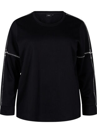 Zizzi Sweatshirt met contrasterende stiksels, Black, Packshot image number 0