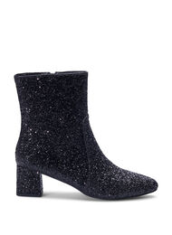 Wide fit - Enkellaarzen met glitter, Black