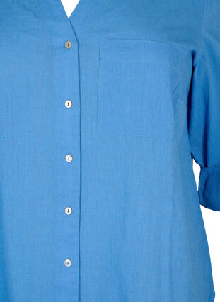 Zizzi Shirt blouse met knoopsluiting van katoen-linnenmix, Marina, Packshot image number 2