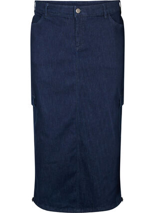 Zizzi Denim maxi-rok, Dark Blue Denim, Packshot image number 0