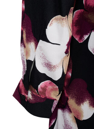 Zizzi Viscose jurk met print en lange mouwen, Black Pink FlowerAOP, Packshot image number 3