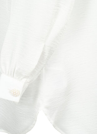 Zizzi Lang shirt met parelknopen, Bright White, Packshot image number 3