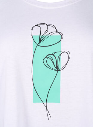 Zizzi FLASH - T-shirt met motief, Bright White Flower, Packshot image number 2