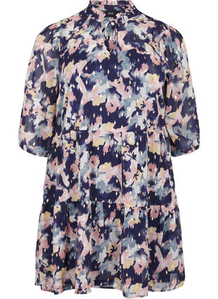 Zizzi Tuniek met bloemenprint en lurex, Night Sky AOP Flower, Packshot image number 0