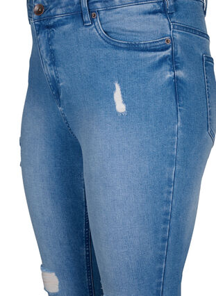 Zizzi Amy jeans met super slim fit en ripped details, Blue denim, Packshot image number 2