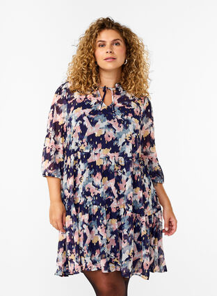 Zizzi Tuniek met bloemenprint en lurex, Night Sky AOP Flower, Model image number 0