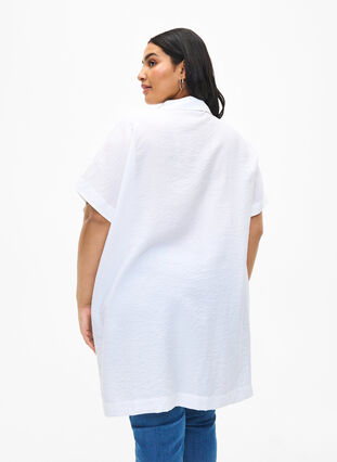 Zizzi Lang shirt van viscose met korte mouwen, Bright White, Model image number 1