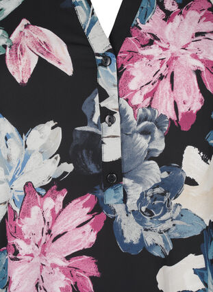 Zizzi Blouse met lange mouwen en bloemenprint, Rose Flower AOP, Packshot image number 2