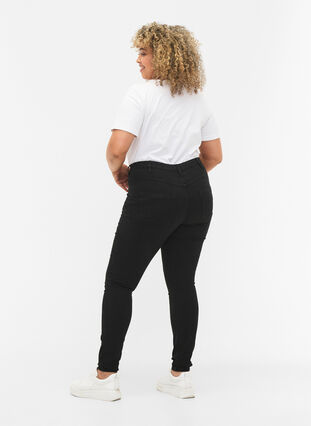 Zizzi super slim fit Amy jeans met hoge taille, Black, Model image number 1