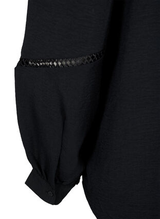 Zizzi Overhemdblouse met gehaakte details, Black, Packshot image number 4
