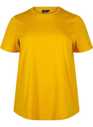 Basic katoenen T-shirt met ronde hals, Golden Yellow