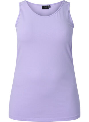 Zizzi Effen gekleurd basic top in katoen, Lavender, Packshot image number 0