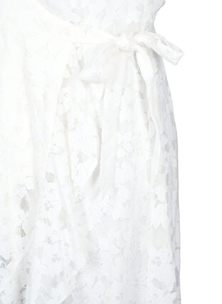 Zizzi Wikkeljurk met kant en korte mouwen, Bright White, Packshot image number 3