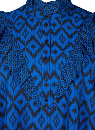 Zizzi Viscose shirt blouse met franjes, True blue w. Black, Packshot image number 2