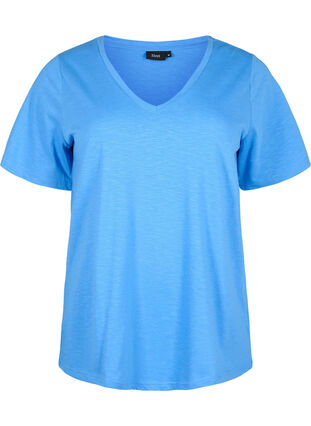 Zizzi Basic t-shirt met korte mouwen en V-hals, Marina, Packshot image number 0