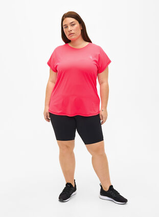 Zizzi Sport T-shirt met korte mouwen, Neon Diva Pink, Model image number 2