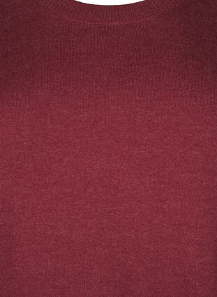 Zizzi FLASH - Gebreide blouse met ronde hals, Merlot Mel., Packshot image number 2