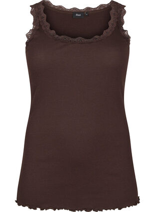 Zizzi Top with lace trim, Molé, Packshot image number 0