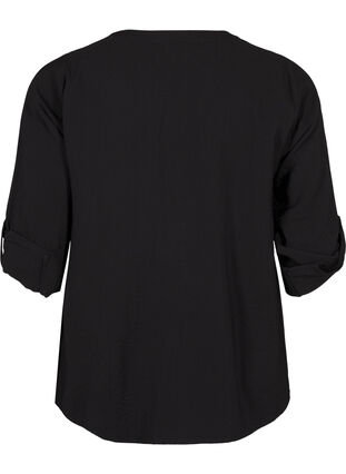 Zizzi Viscose overhemd blouse met driekwart mouwen, Black, Packshot image number 1