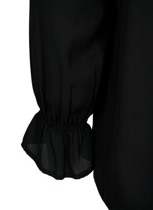 Zizzi Gesmokte blouse met lange mouwen, Black, Packshot image number 3