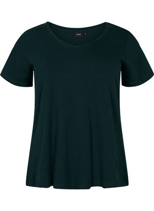 Zizzi Effen basic T-shirt van katoen, Scarab, Packshot image number 0