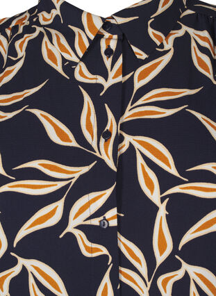 Zizzi Shirt met bladprint en kraag, Ev. Blue w. Leaf AOP, Packshot image number 2