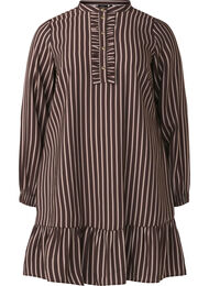 Korte jurk met strepen en ruches, Hot Fudge Stripe AOP