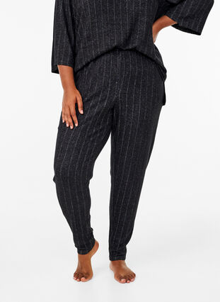 Zizzi Gemêleerde broek met zakken, Black Melange, Model image number 2