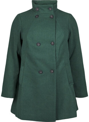 Zizzi Korte trenchcoat met A-lijn, Trekking Green Mel., Packshot image number 0